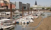 The River Rhine – pictured here at a port near Cologne – flows through six countries. Water levels haven't been this low since records began. (© picture alliance / SZ Photo / Björn Kietzmann)