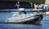 A Russian maritime drone at a presentation in St Petersburg in July 2026. (© picture-alliance/dpa)
