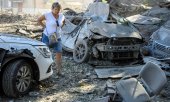 Damage wreaked by the strikes on Thursday, 20 August in Kyiv. (© picture alliance / NurPhoto / Maxym Marusenko)