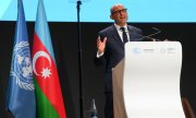 Simon Stiell, Executive Secretary of the UN Framework Convention on Climate Change (UNFCCC), in Baku. (© picture alliance / ASSOCIATED PRESS / Peter Dejong)