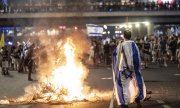 Manifestants bloquant un grand axe routier de Tel Aviv, le 1er septembre. (© picture alliance / Anadolu / Mostafa Alkharouf)