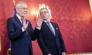 Van der Bellen (à gauche) et Kickl le 21 octobre à Vienne. (© picture alliance / Georg Hochmuth / APA / picturedesk.com)