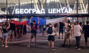 Demonstrators in Belgrade. (© picture alliance/dpa/TASS  Alexander Dzyuba)