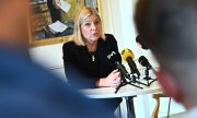 Party leader Magdalena Andersson comments on the Social Democrats' lottery scandal (© picture alliance/TT NYHETSBYRÅN/Claudio Bresciani/TT)