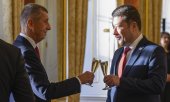 Andrej Babiš (left) and Tomio Okamura at Prague Castle on 9 December 2025. (© CTK Photo/Michal Kamaryt)