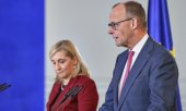 Chancellor Friedrich Merz with Health Minister Nina Warken at a press conference addressing healthcare reform in Berlin on 29 April. (© picture-alliance/dpa)